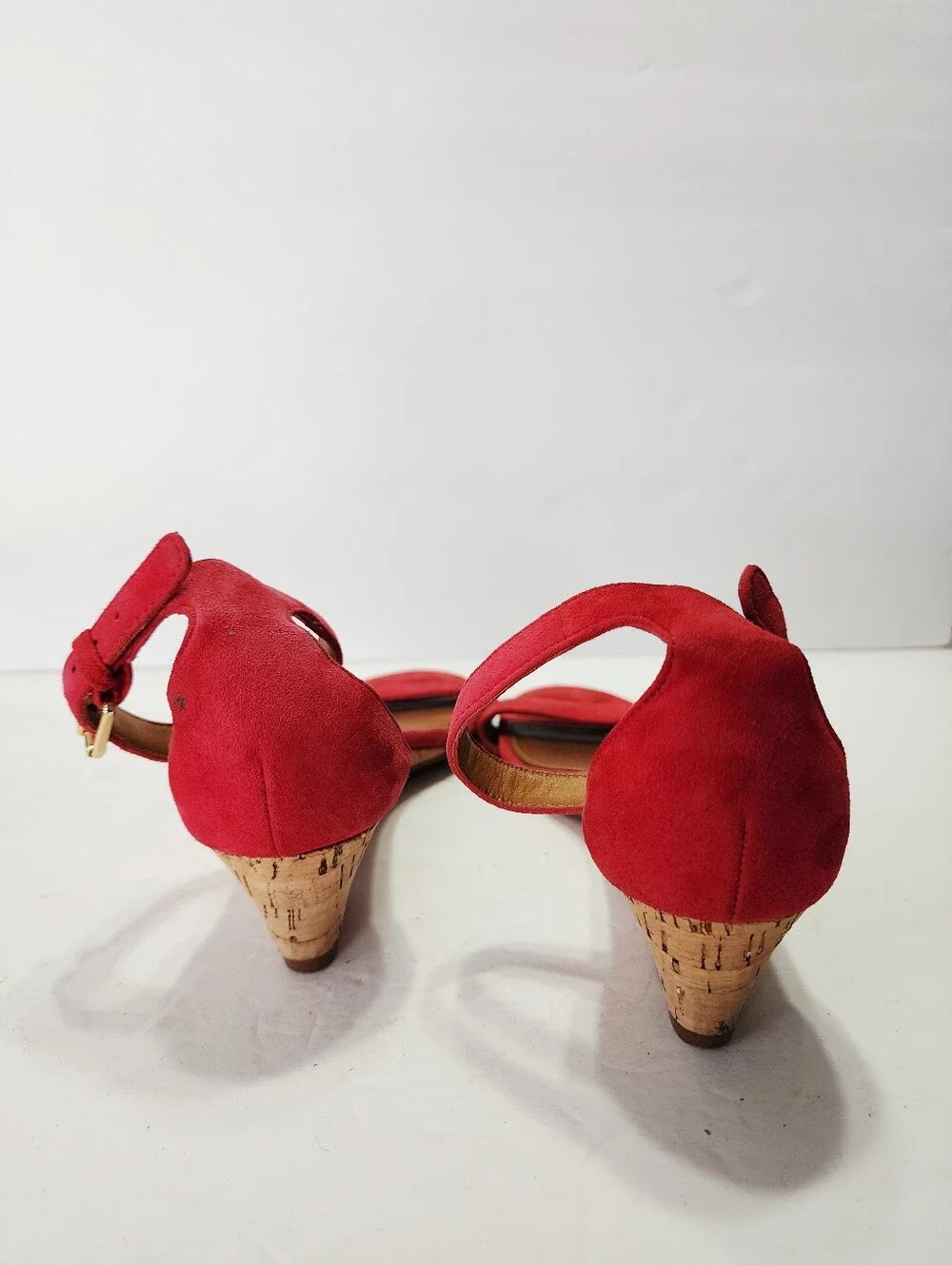 Tory Burch Savannah Red Suede Ankle-Strap Wedge Sandals Size 8